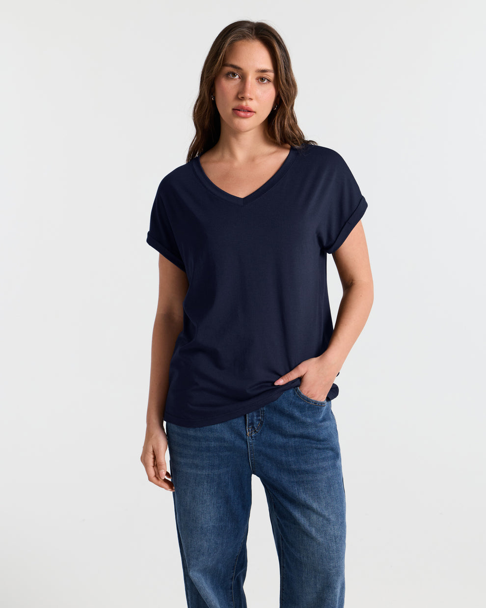 V Neck Batwing Relaxed T-Shirt