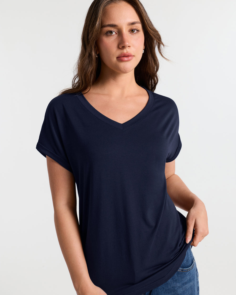 V Neck Batwing Relaxed T-Shirt
